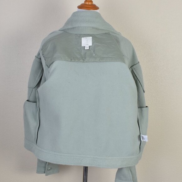 Joie Sage Green Fleece Fuzzy Shacket Button Front Jacket - L - Picture 9 of 12